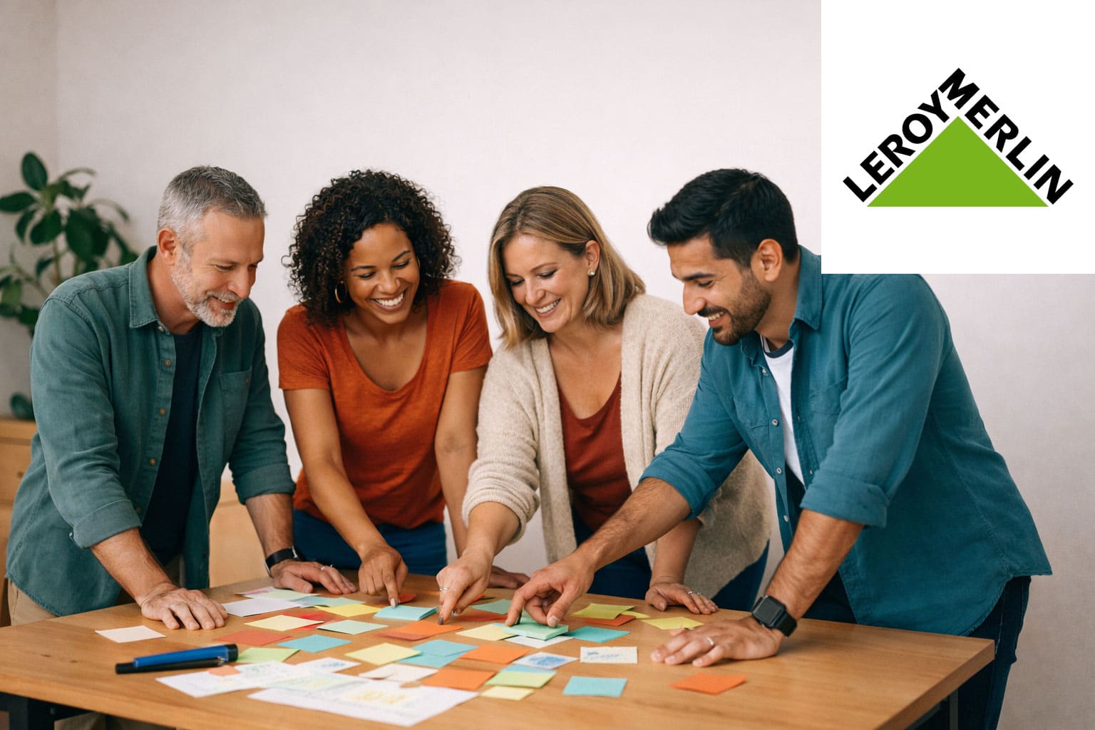etude-cas-leroy-merlin Mains assemblant des pièces de puzzle en équipe